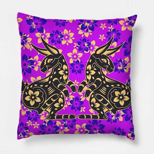 Dancing Bunnies Pillow by Liesl Weppen