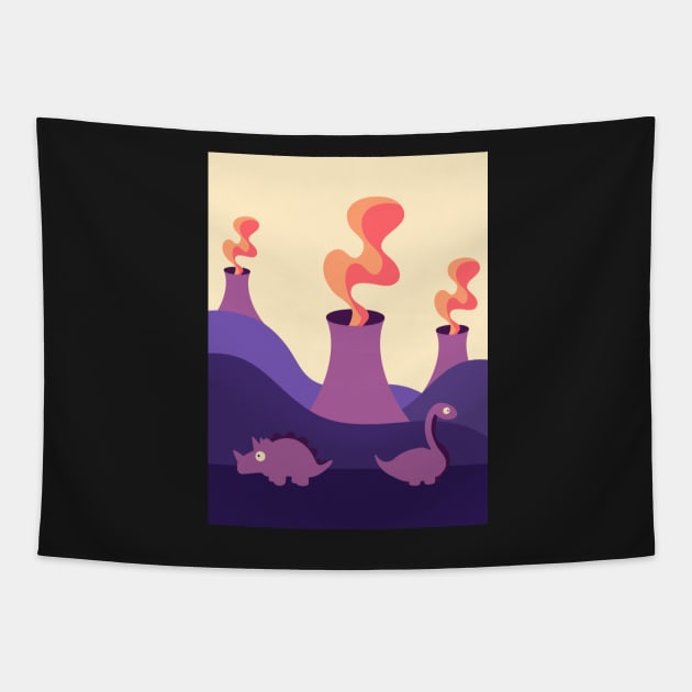 Dinos and Volcanos Tapestry by DreamPassion