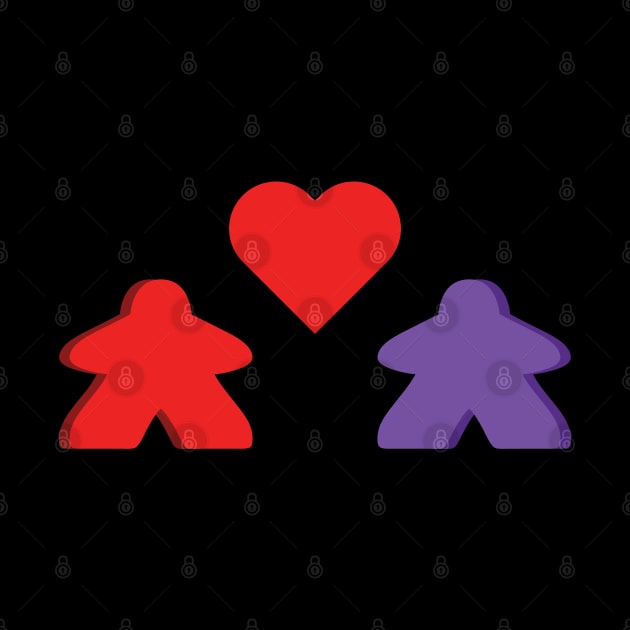 Red And Purple Meeple Couple Board Game Valentine's Day by Shadowisper