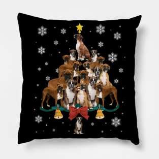 Boxer Dog Christmas Tree Boxer Dog Santa Hat Lights Pillow