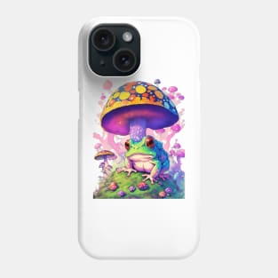 Colorful toad on mushroom field lots of pretty fantasy colors Phone Case