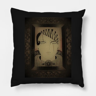 ART DECO PIERROT GIRL IN FRAME Pillow