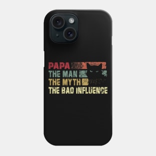 Mens Papa the Man the Myth the Bad Influence Vintage Cat Phone Case