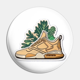 Step into Sustainability with Our Beige, Brown & Orange Leaf Sneaker Design Pin