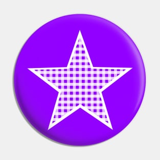 Purple and White Gingham Star Pin