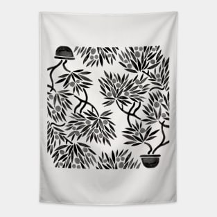 Black Bonsai Orange Tapestry