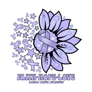 Gastric Cancer Awareness - Faith love hope sunflower ribbon T-Shirt