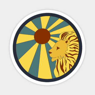 Retro Lion in the Suns Rays Magnet