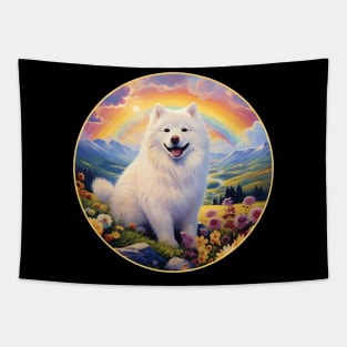 Samoyed Memorial Rainbow Bridge Colorful Dog Art Tapestry