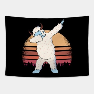 Dabbing Yeti Sunset Funny T-shirt Tapestry