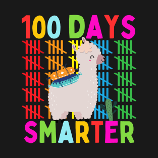Cute Llama 100th Day Of School 100 Days Smarter Kids Girls T-Shirt