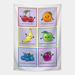 Uplifting Fruit Puns Tapestry