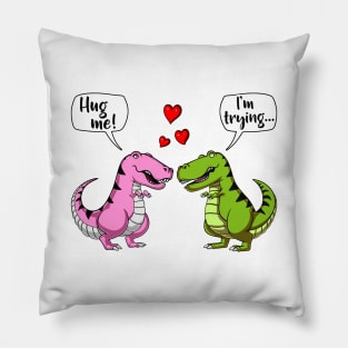 Cute T-Rex Dinosaur Hug Me Couple Pillow