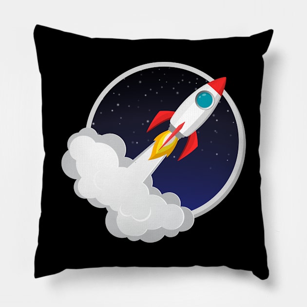 Rocket To The Moon Pillow by Rivenfalls