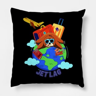 Funny sloth lying Jet lagged on the globe Pillow