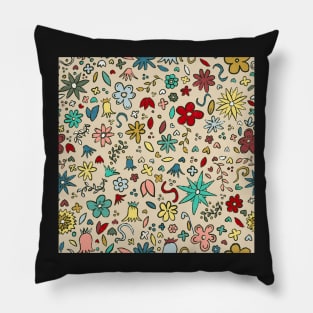 Colorful liberty floral on light amber seamless repeat pattern Pillow