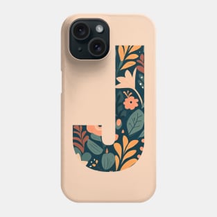 Whimsical Floral Letter J Phone Case