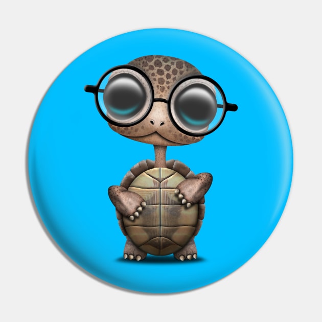 Cute Nerdy Turtle Wearing Glasses Pin by jeffbartels