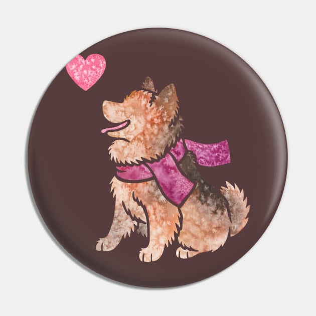 Watercolour Pomeranian dog Pin by animalartbyjess