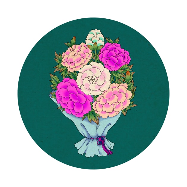 Minhwa: Peony Bouquet F Type (Korean traditional/folk art) by koreanfolkpaint