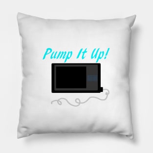 Pump It Up! 2 Cyan Pillow