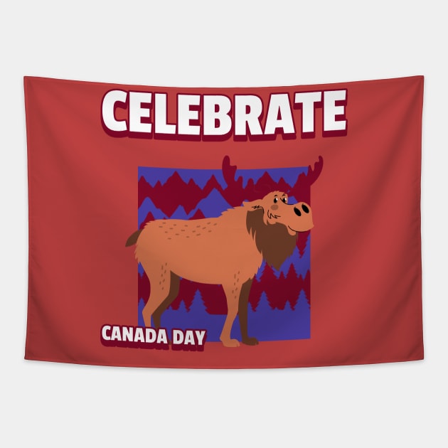 Canada Day Moose Tapestry by Tip Top Tee's