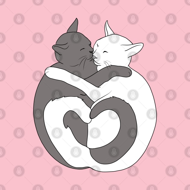 Gray and White Hugging Cats by Lady Lilac