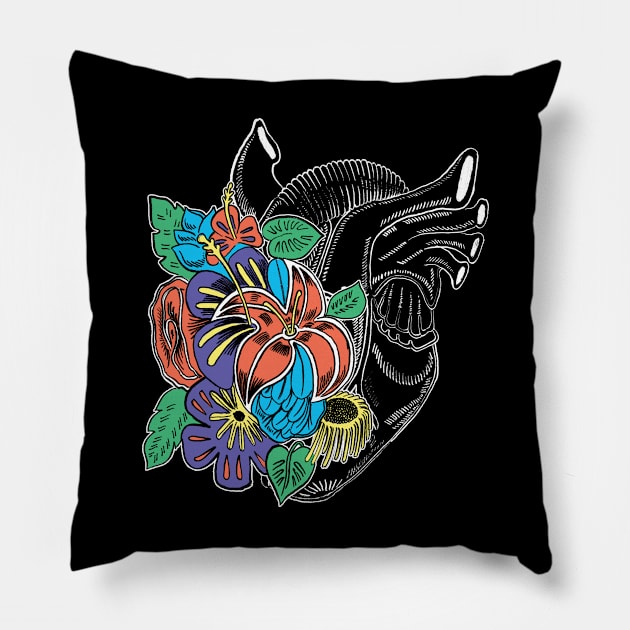 Flower Spring Heart Vintage Comics by Tobe Fonseca Pillow by Tobe_Fonseca