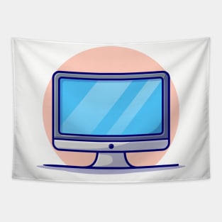 Computer Desktop Cartoon Vector Icon Illustration Tapestry