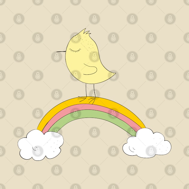 Rainbow Bird, Magic Canary, Little yellow bird by UranusArts