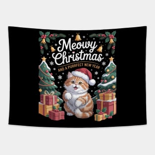 BRITISH LONGHAIR Cat Meowy Christmas & A Purrfect New Year Tapestry