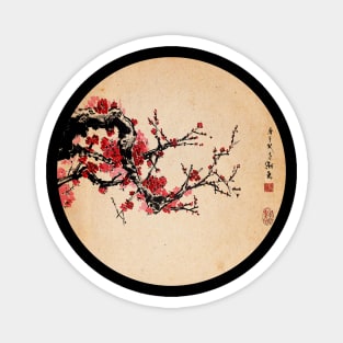 Plum Blossom Flower Circle Magnet