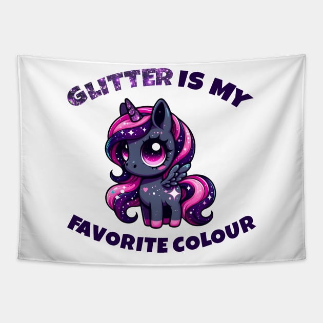 Glitter is my favorite colour cute pony unicorn Tapestry by beangeerie