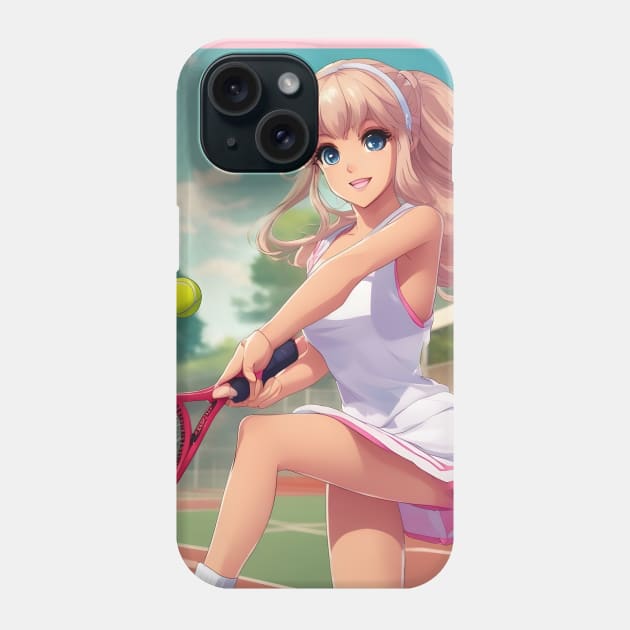 anime girl holding a tennis racquet Phone Case by animegirlnft