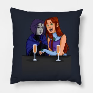 Raven and Starfire At Brunch Pillow