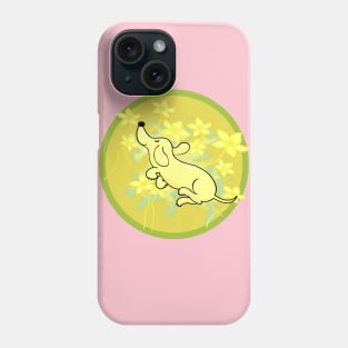 Happy Flying dachshund in green Phone Case