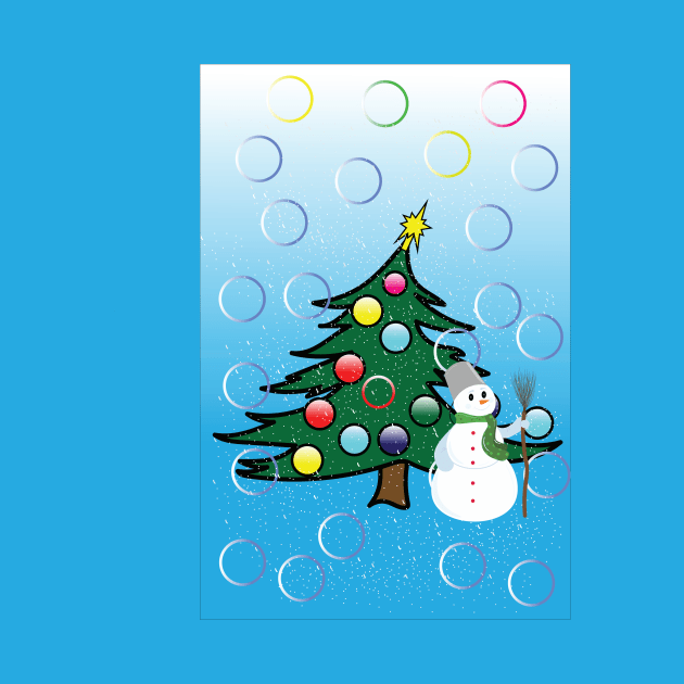 christmas tree and snowman by illustrations-boom