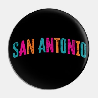 San Antonio Arched Distressed Letters Pin