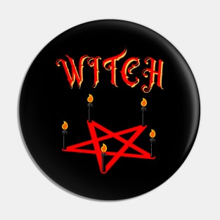 Witch Pentagram Candles Wicca Satan Occult Woman Pin