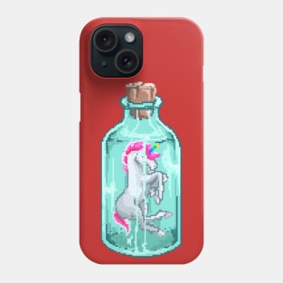 Mini unicorn in bottle glass pixel Phone Case