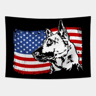 Proud Belgian Malinois American Flag patriotic gift K9 dog Tapestry