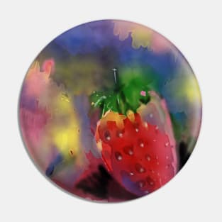 Strawberry Watercolor Pin