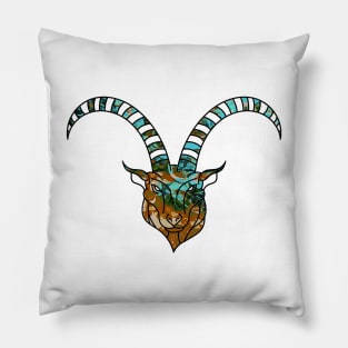 Glitchcore Goat Design Glitch Art Pillow