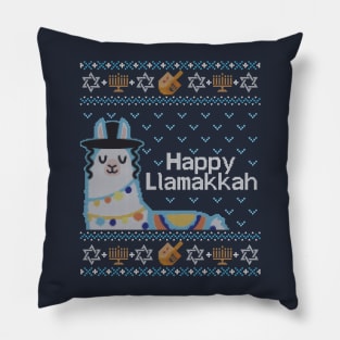 Funny Ugly Hanukkah Sweater, Llama Llamakkah Pillow