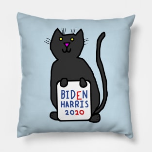 Cute Cat with Biden Harris Sign Pillow