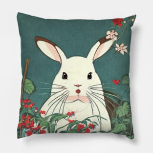 Cute Red Christmas Bunny Rabbit Loves Elegant Merry Christmas New Year Pillow