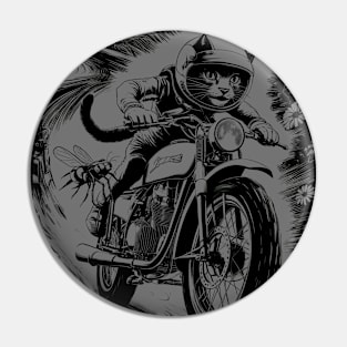 Cat on a Motorcycle Funny CAT cicadas 2024 Design Funny Pin