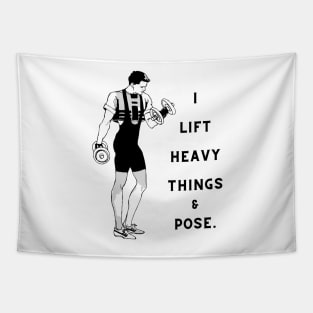 Vintage, Retro "I Lift Heavy Things & Pose." Tapestry