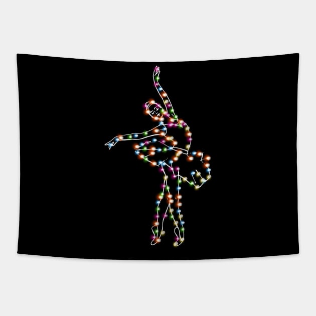 Ballet Christmas Lights Balerina Xmas Gift For Dancer Tapestry by EduardjoxgJoxgkozlov