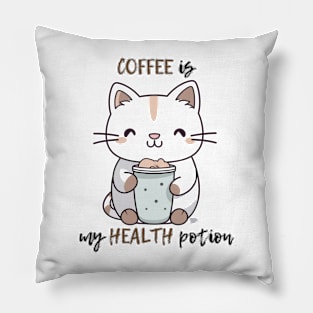 Cozy Cat with Coffee Cup Design Pillow